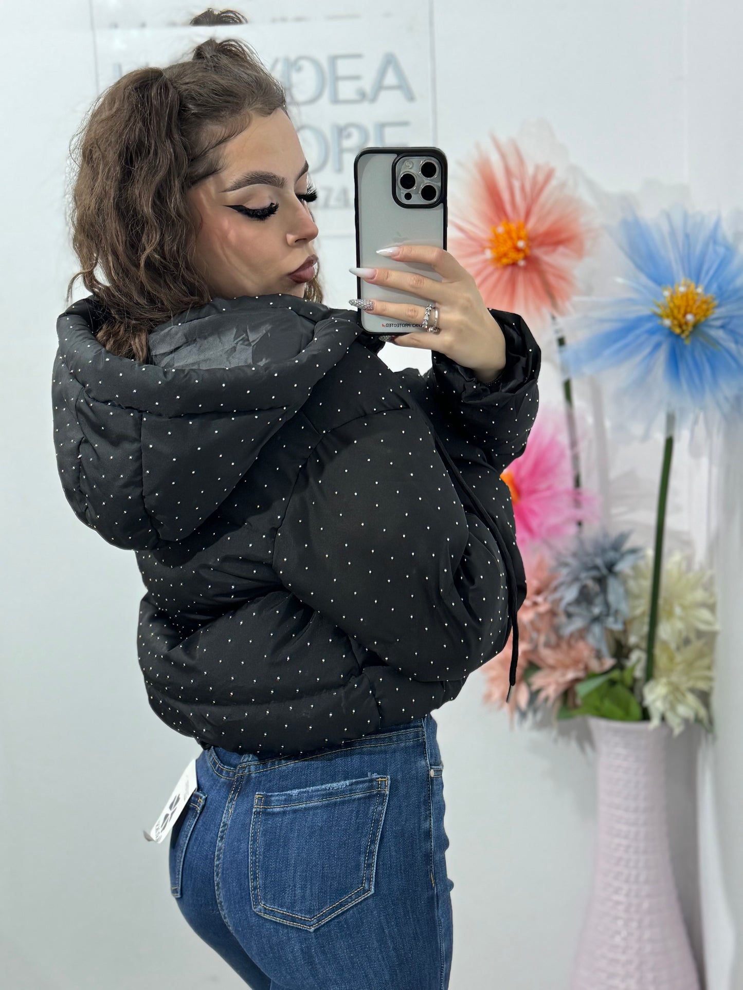 Geacă cu cristale argintii ștanțate ALEXA