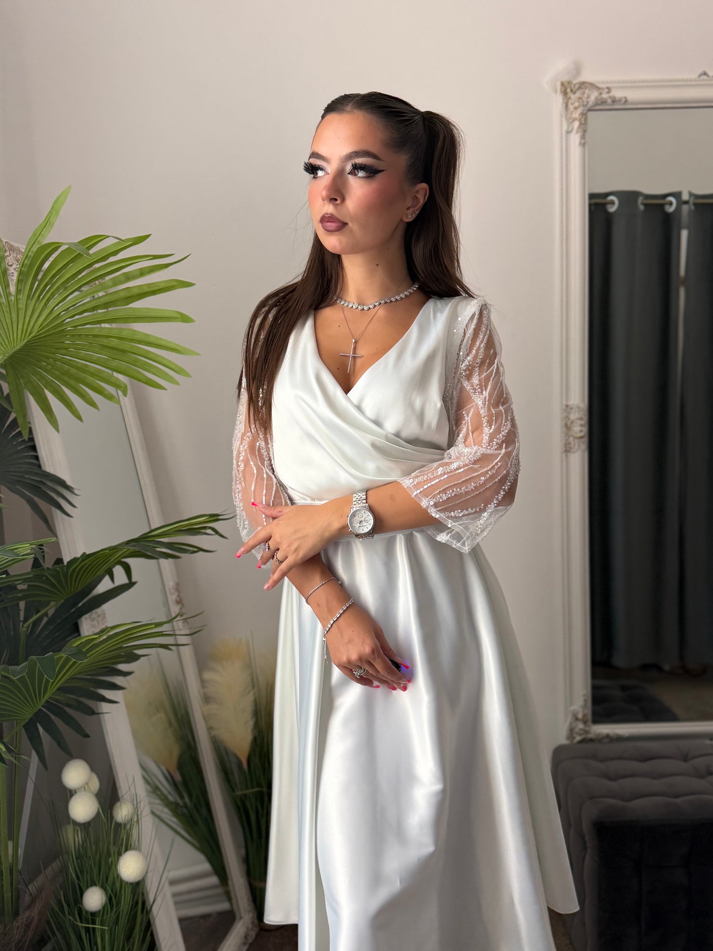 Rochie elegantă alba ADRIA
