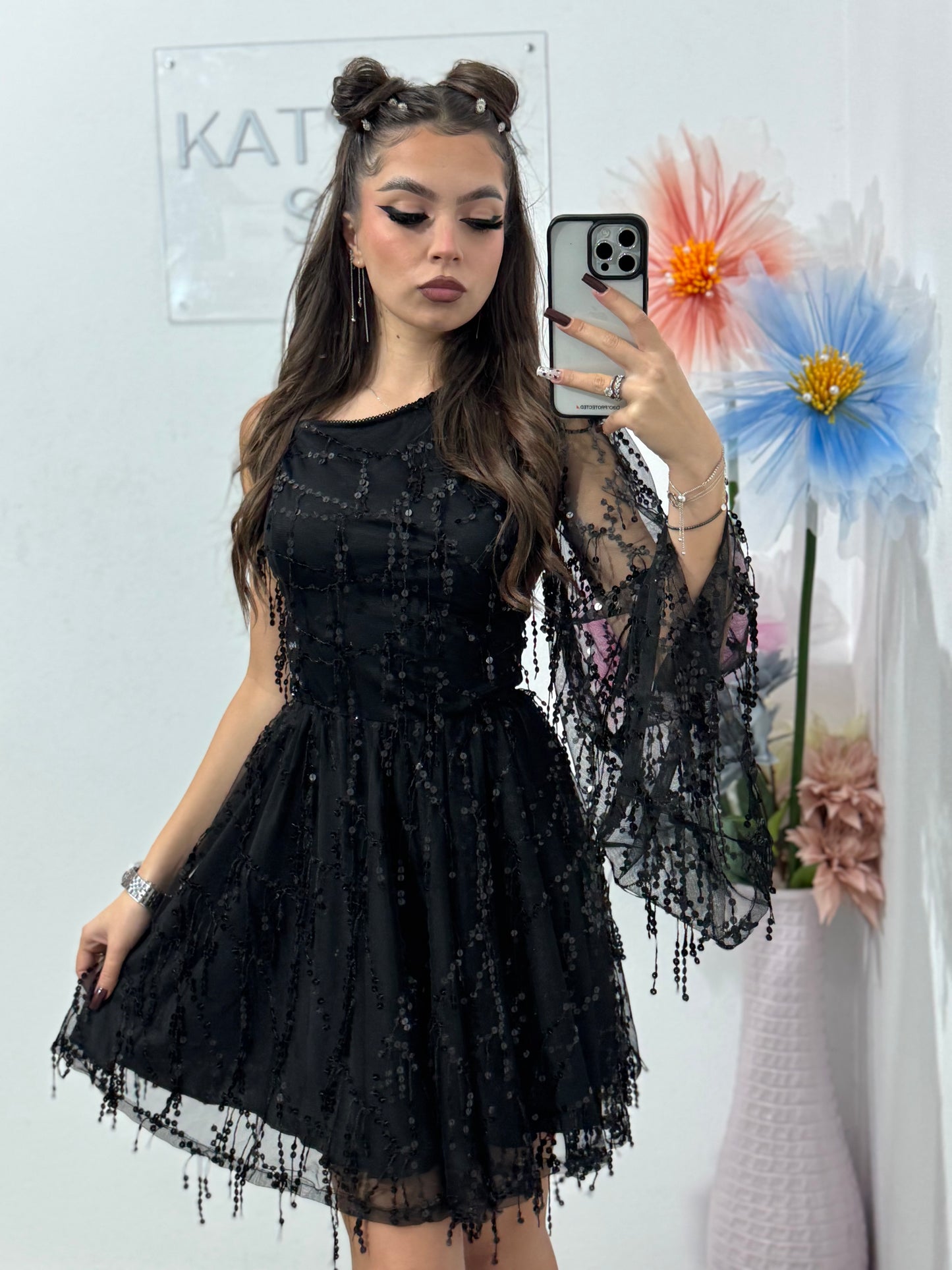 Rochie eleganta cu paiete negre Michelle