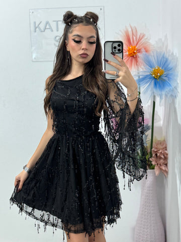 Rochie eleganta cu paiete negre Michelle