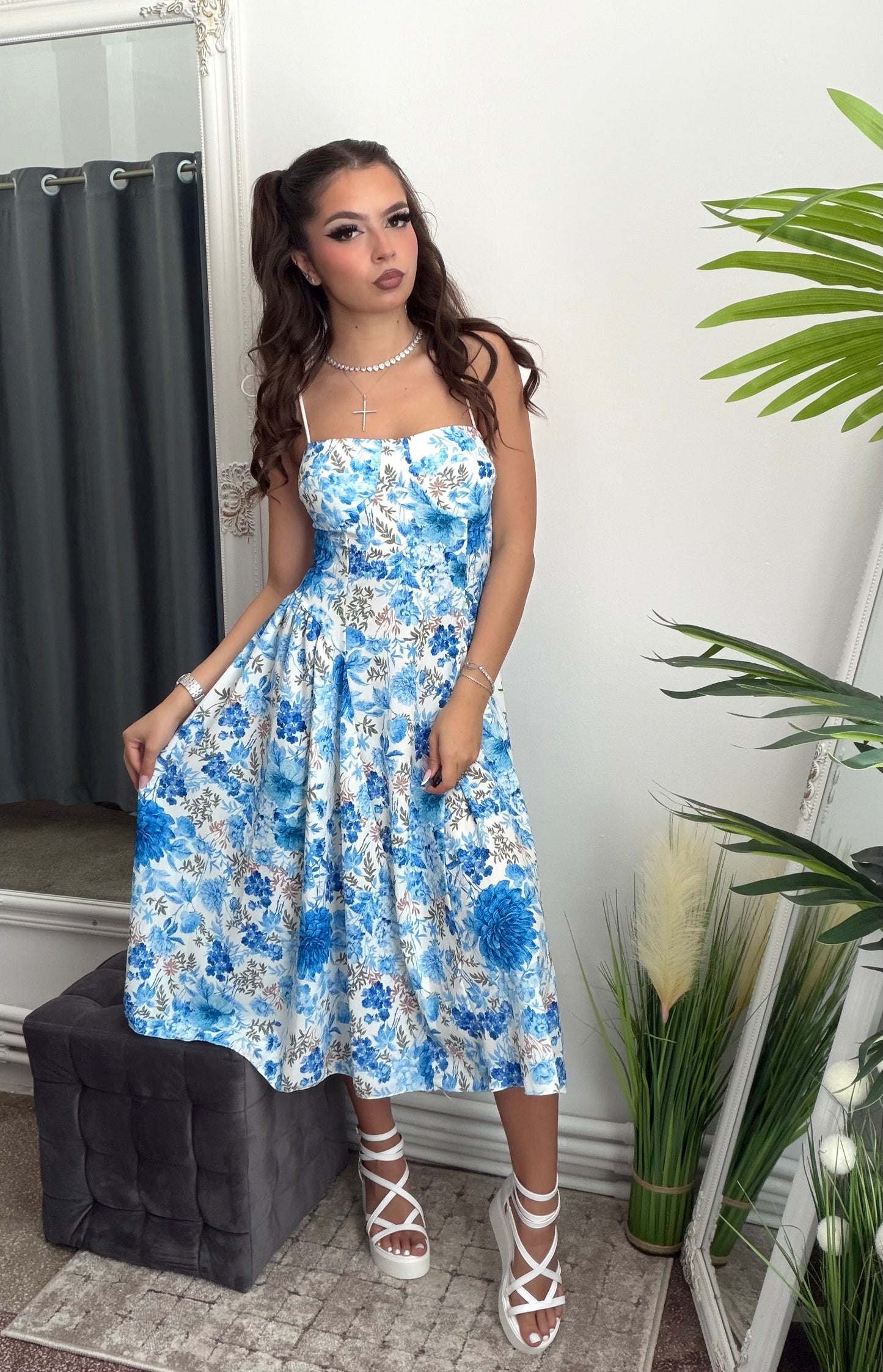Rochie midi albastru VERA