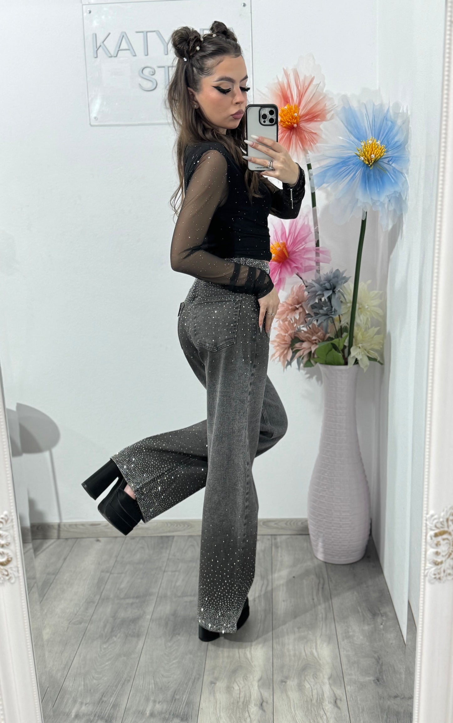 Jeans WIDELEG Grey ANNE