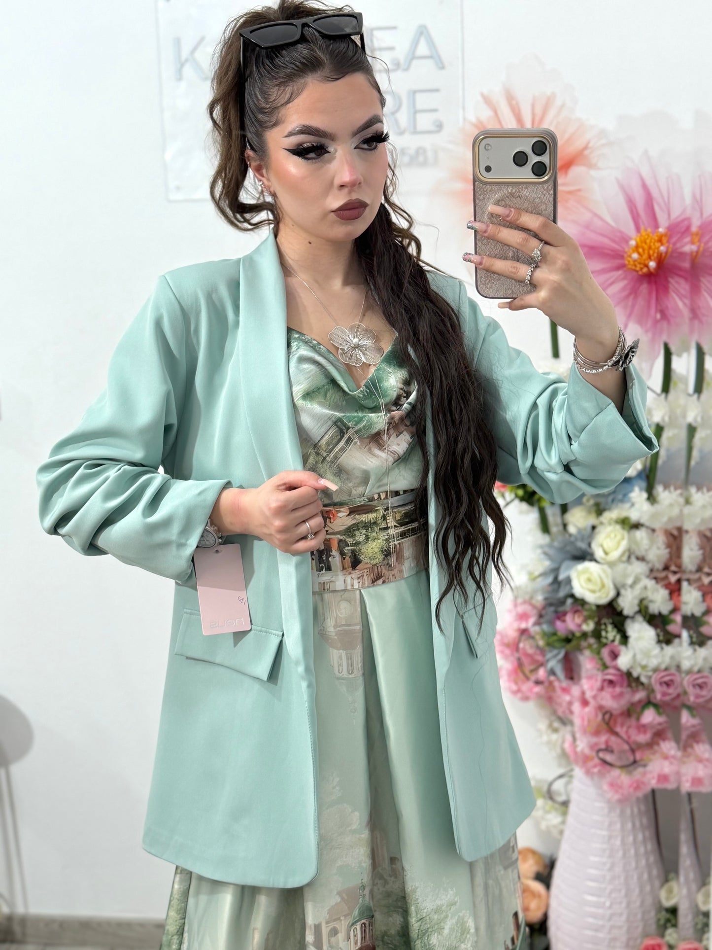 Sacou elegant mentă KARLA