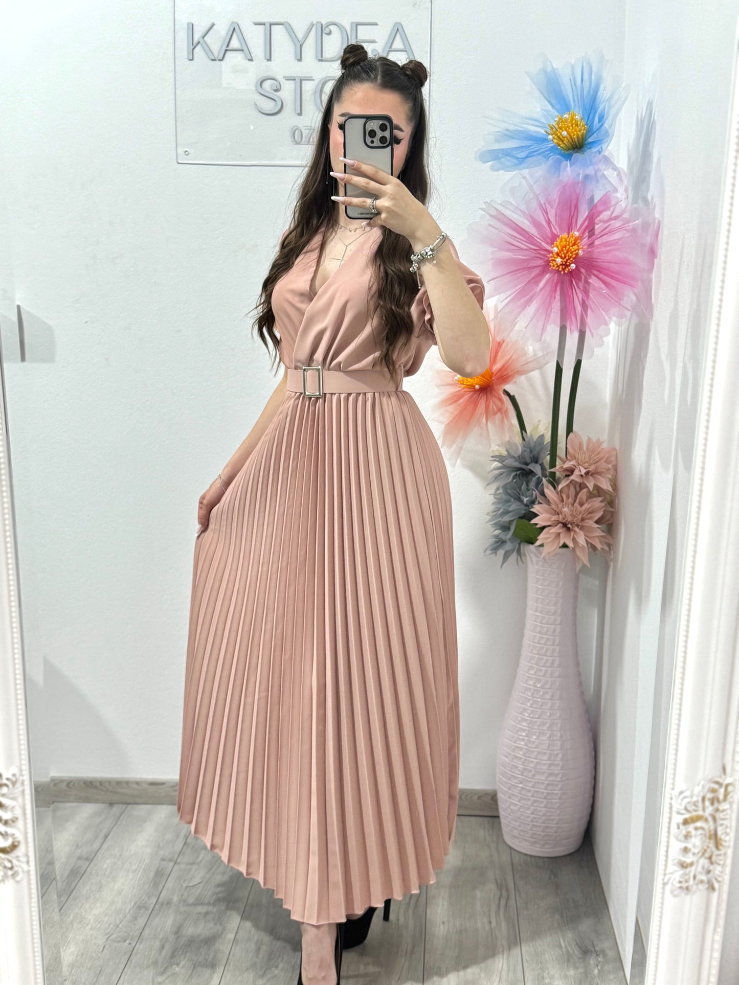 Rochie cu pliseuri midi Grațiela