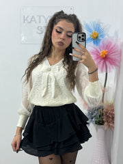 Bluză din dantelă cu fundiță Fiona