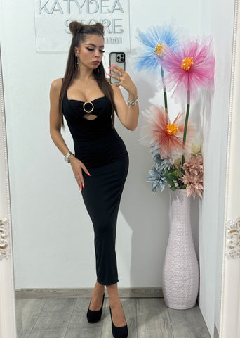 Rochie pe corp midi neagra Jessica