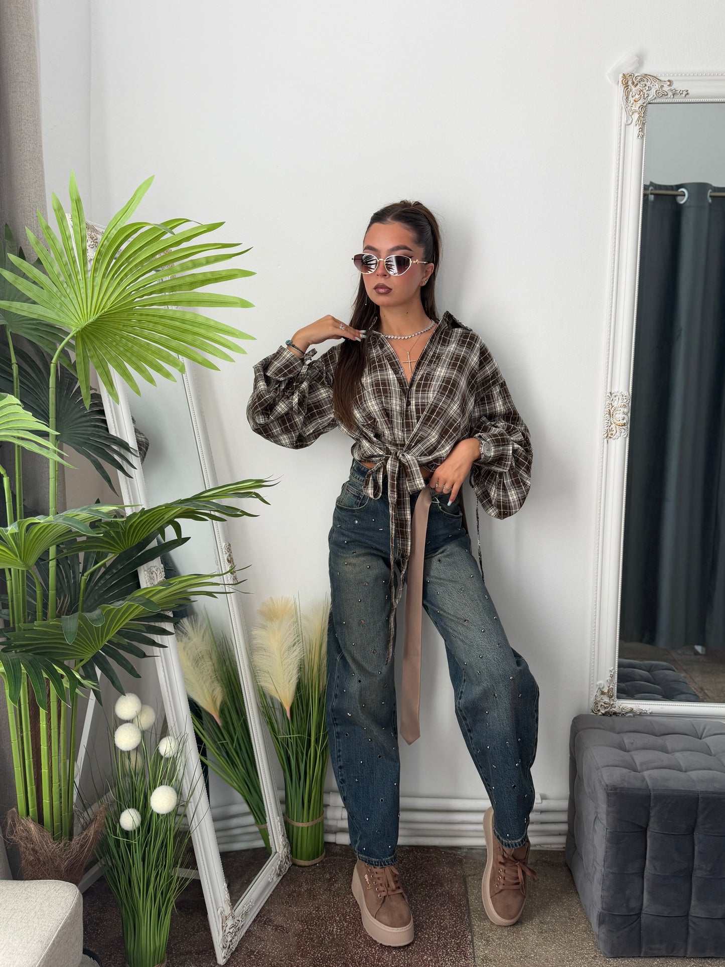 Jeans SkaterFit cu ținte și steluțe