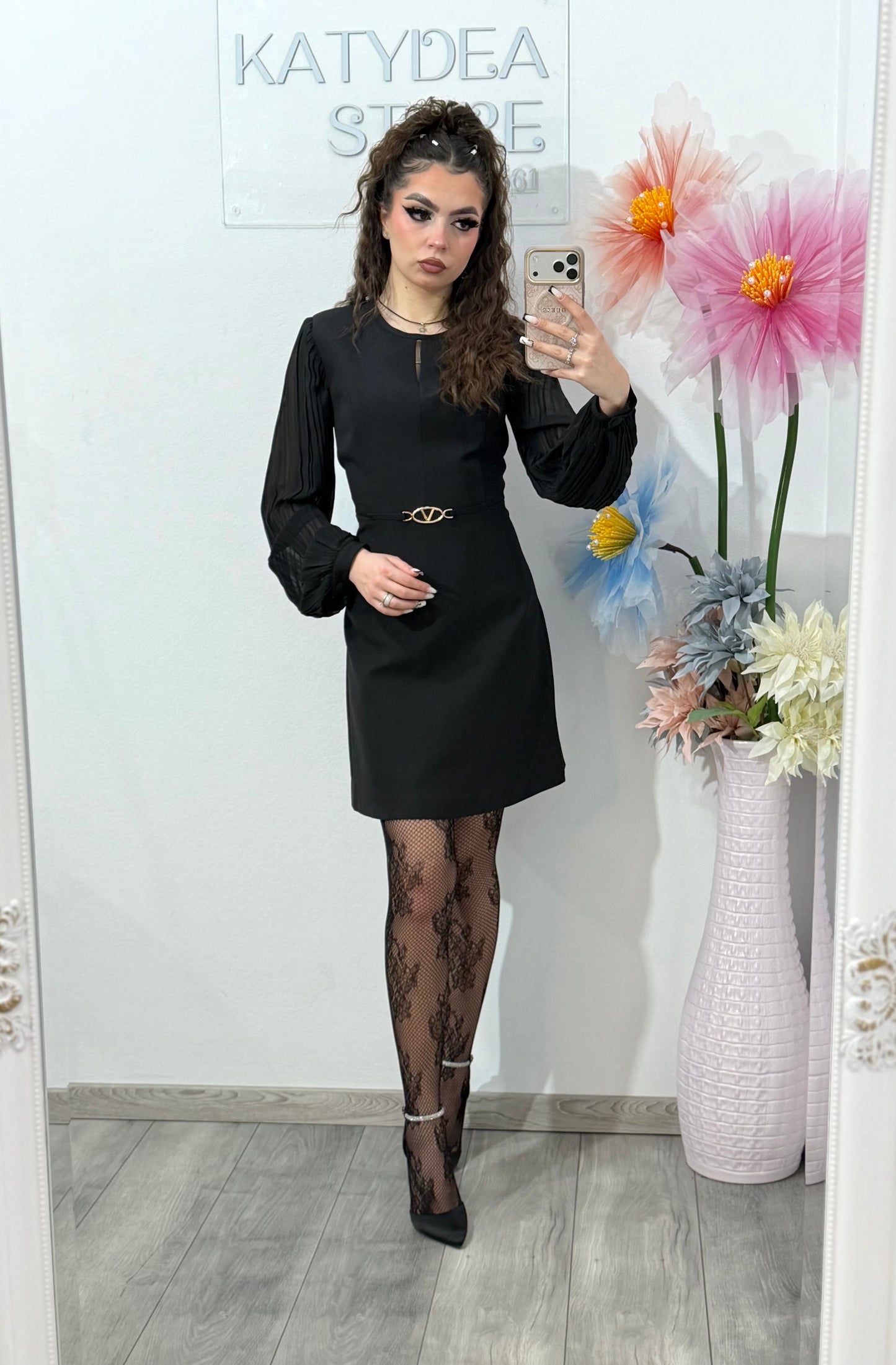 Rochie elegantă neagră cu manecuta bufanta ALICE