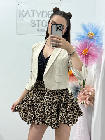 Sacou elegant cu cristale ștanțate bej Karina