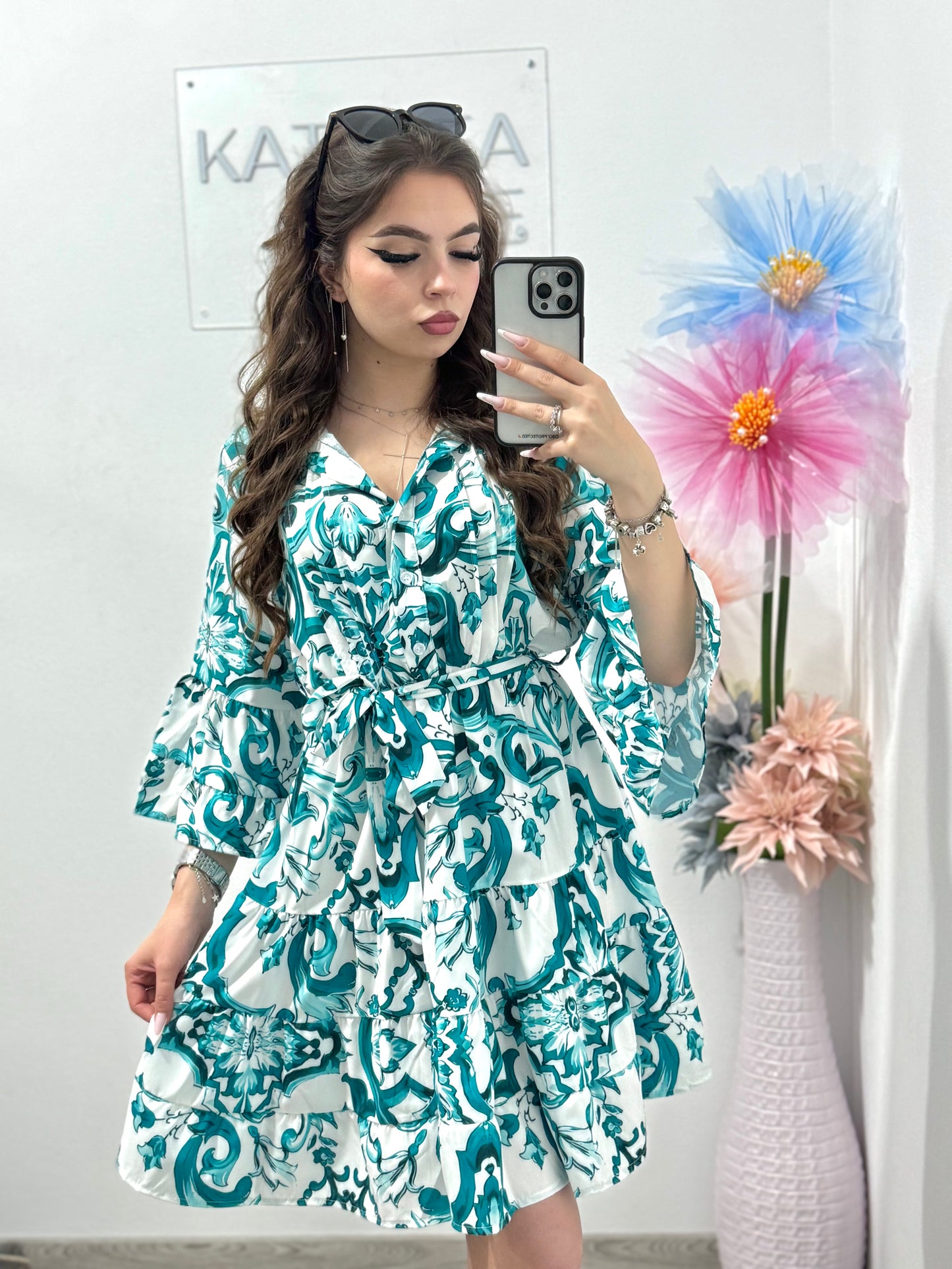 Rochie casual turcoaz Maya