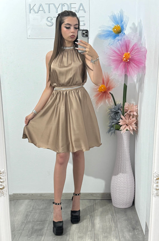 Rochie din satin cappucino Anastasia