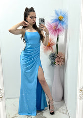 Rochie lungă cu corset babyblue Caroline
