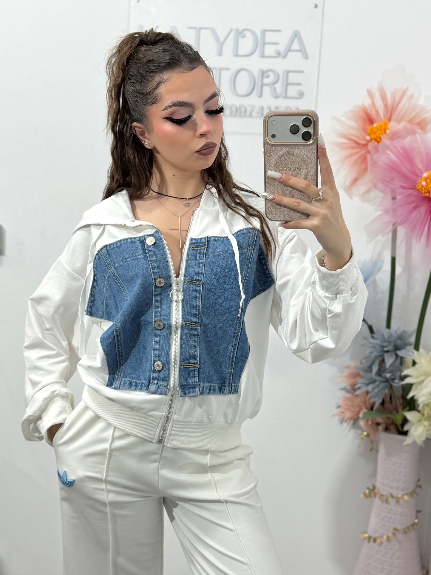 Bluză cu inserție din denim WANA