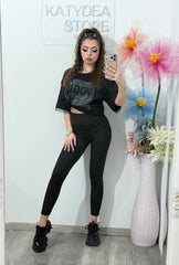 Colanti modelatori negri cu cristale ștanțate ANA