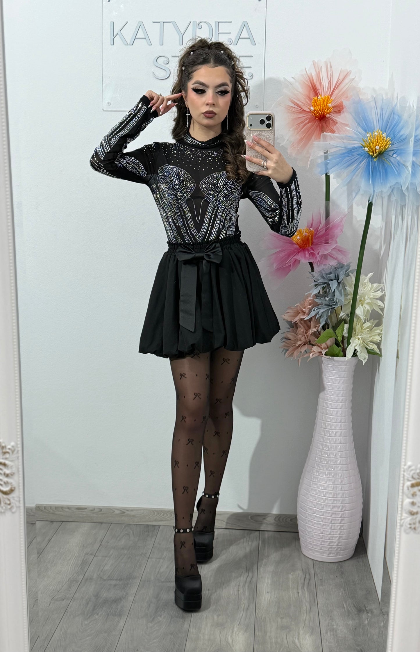 Body din tulle cu cristale ștanțate DELUXE