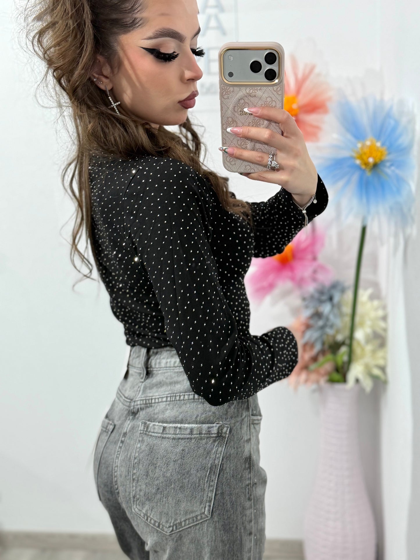 Bluză neagra cu cristale SARA