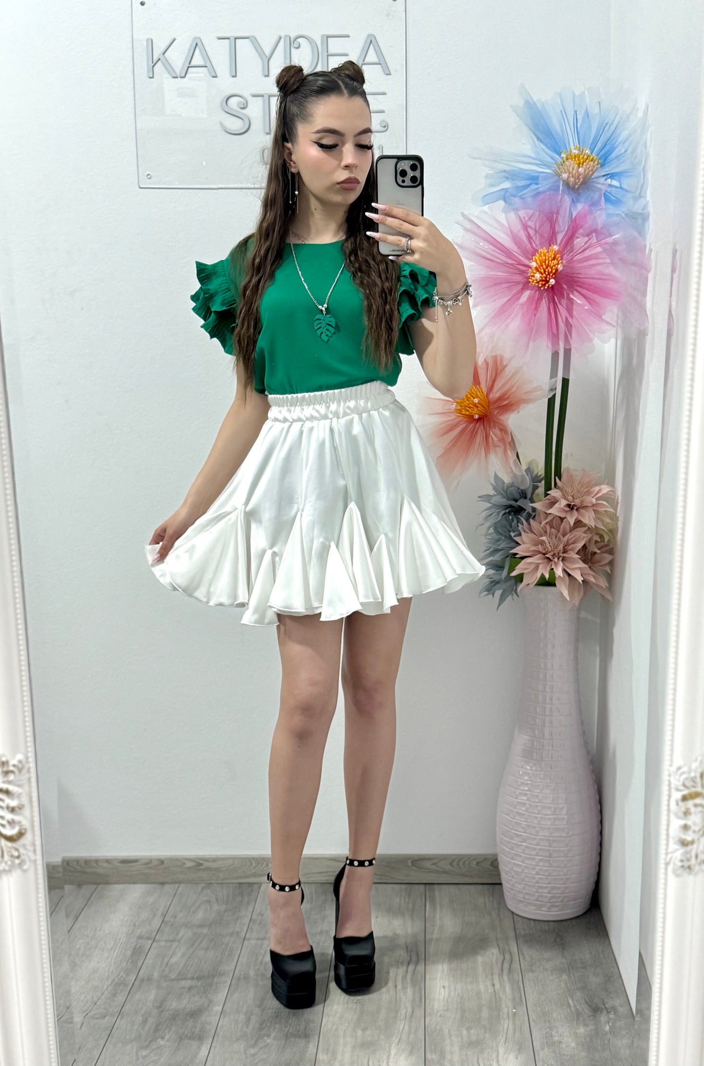 Cămașă elegantă verde intens Anabela