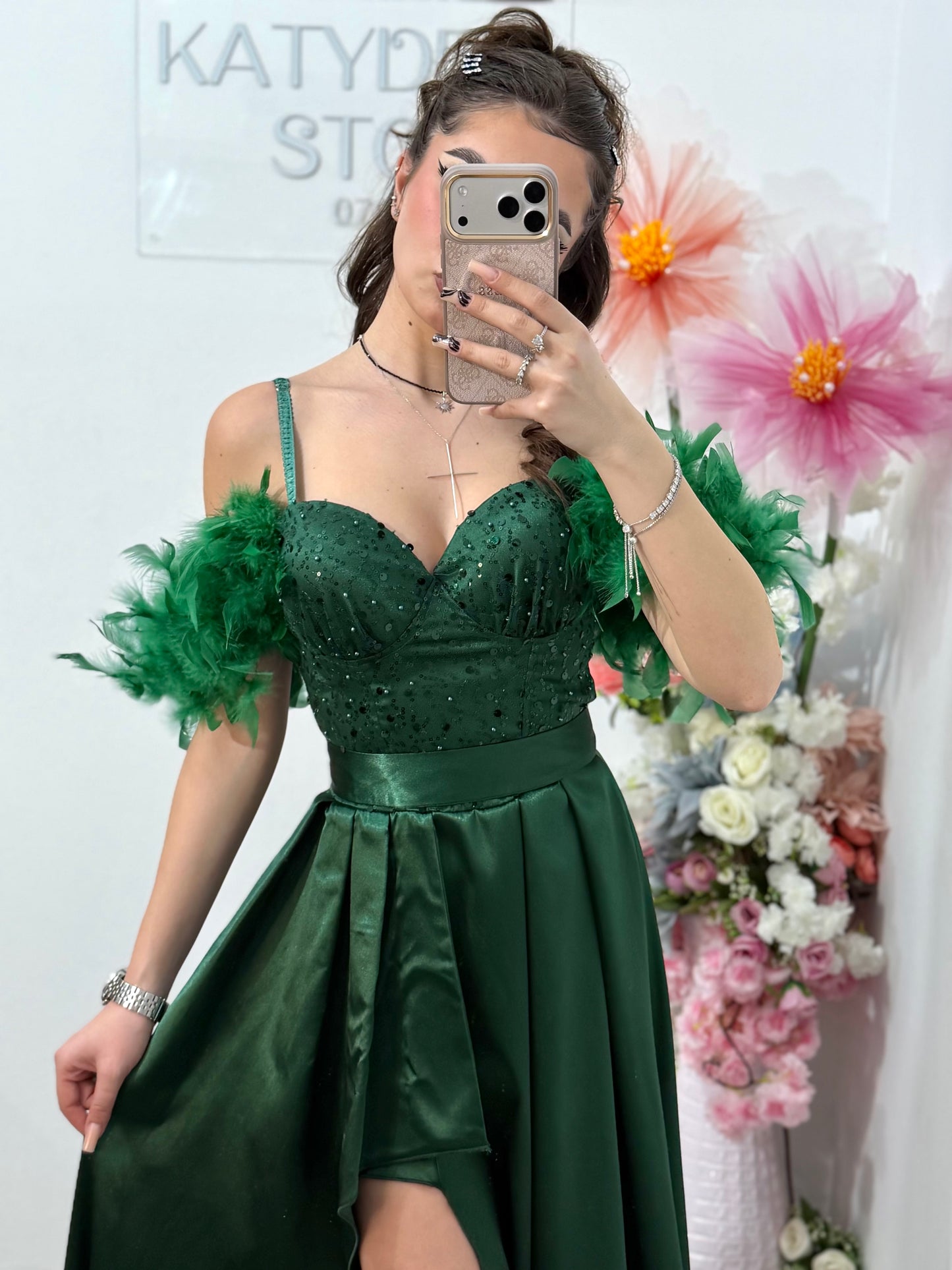 Rochie lunga verde cu paiete Pinko