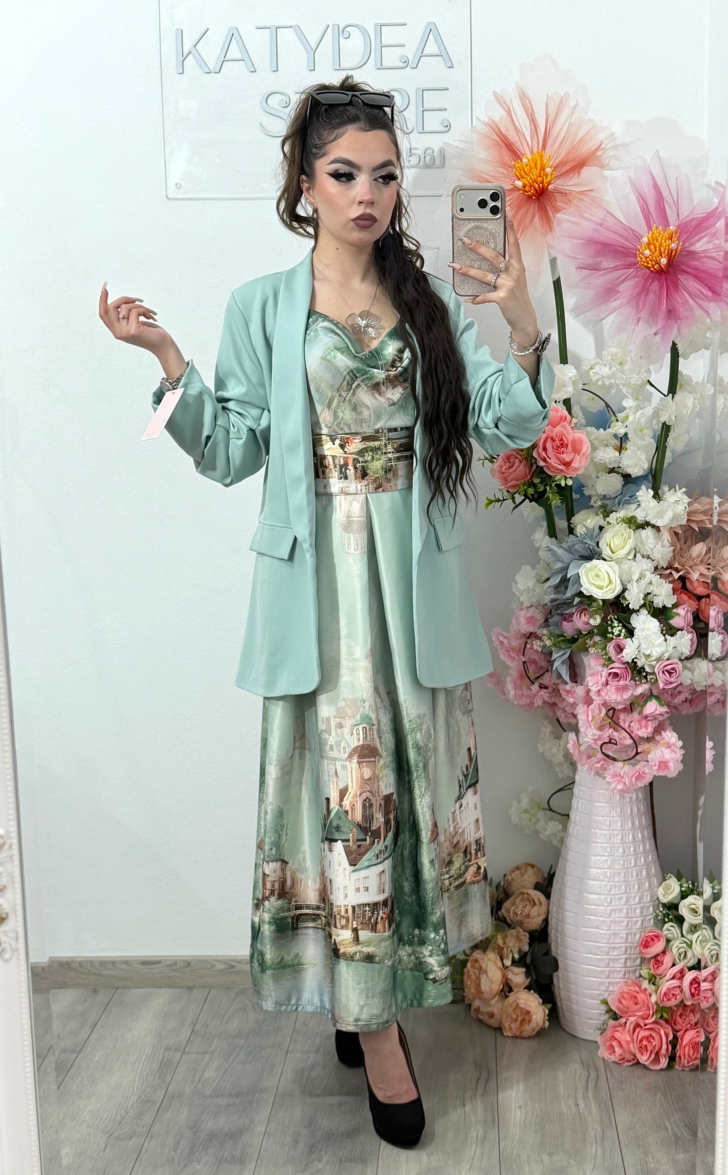 Sacou elegant mentă KARLA
