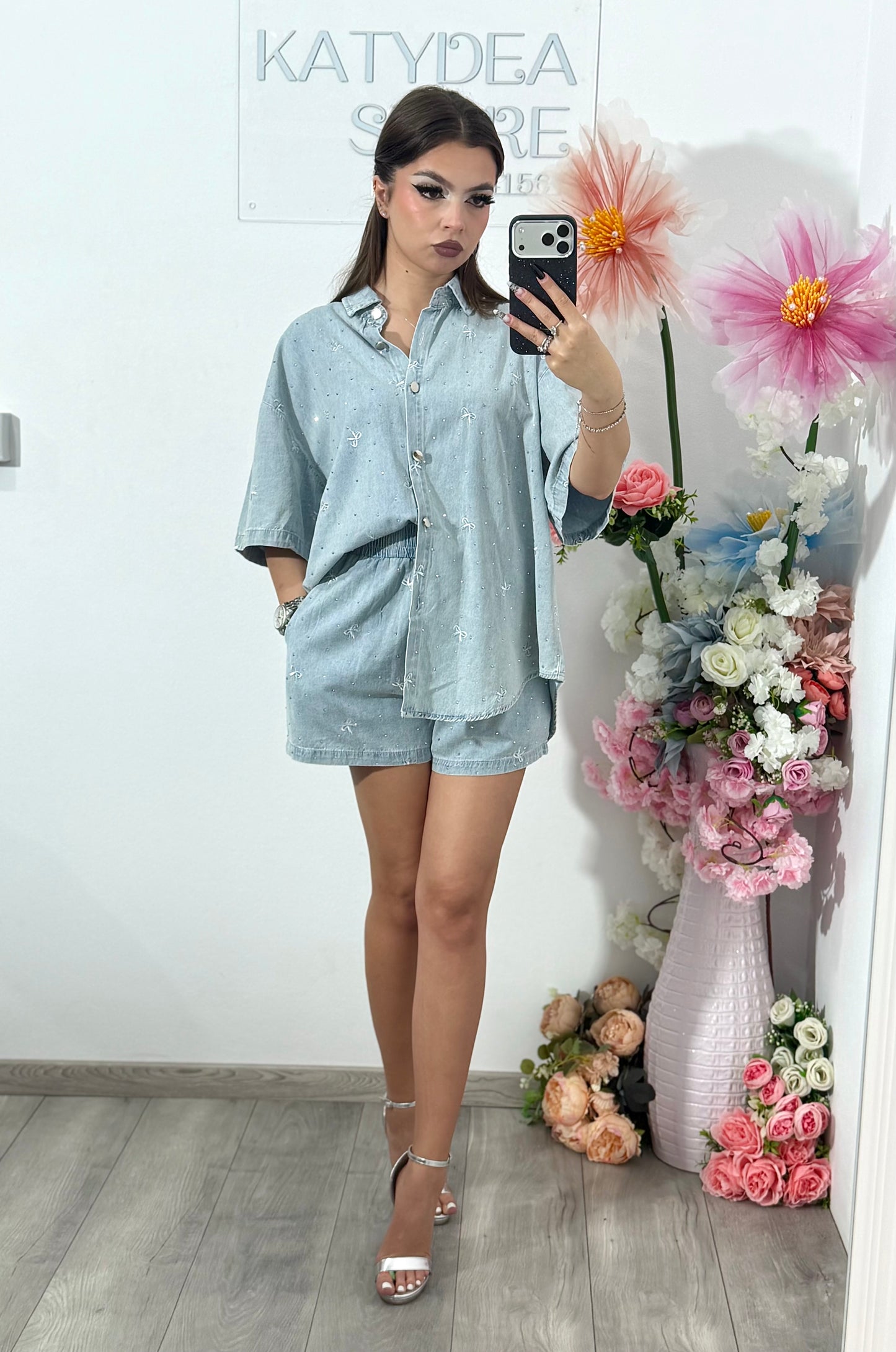 Compleu din denim albastru Claudia