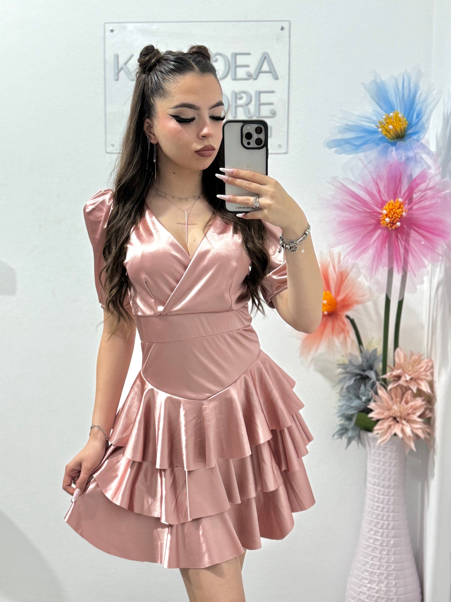 Rochie elegantă Sofia roz pudră