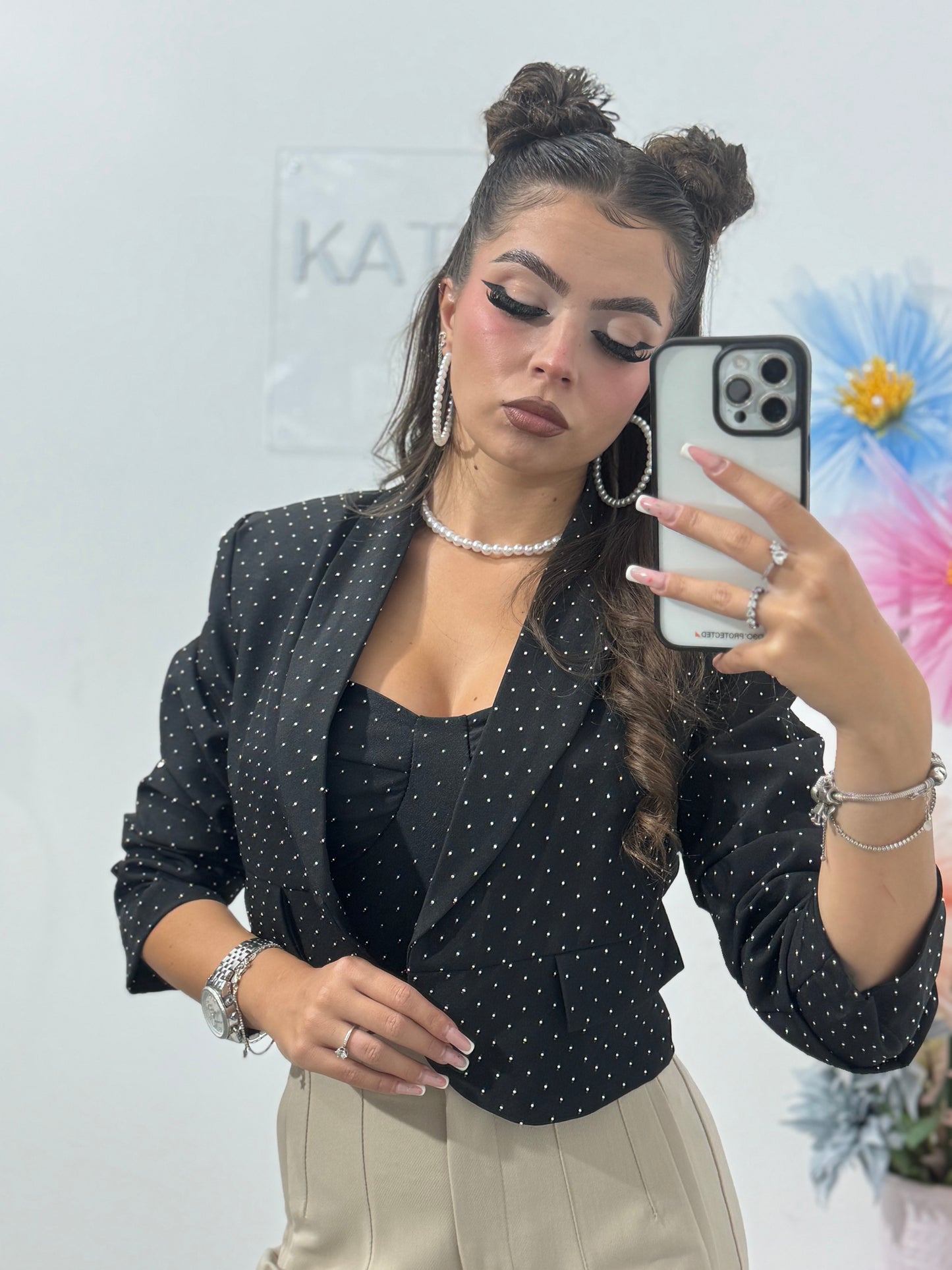 Sacou elegant cu cristale negru Karina