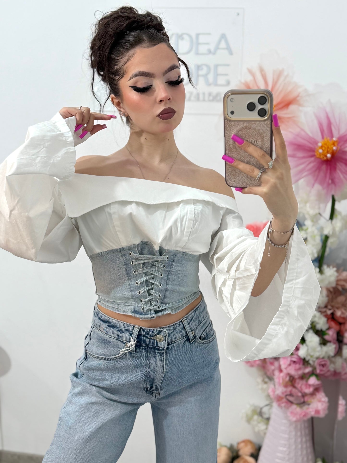 Top stil corset din denim ALICE