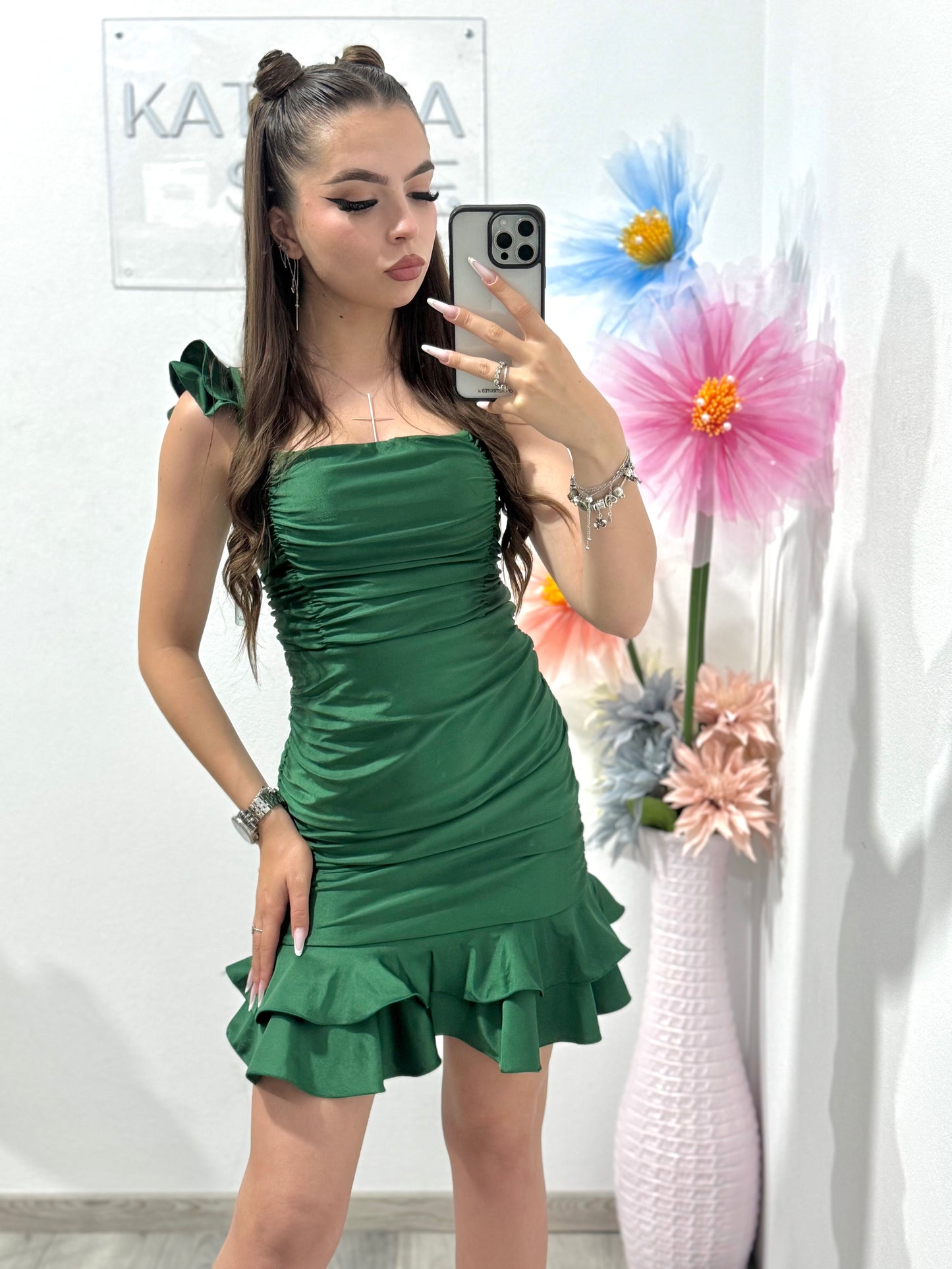Rochie elegantă verde Antonia
