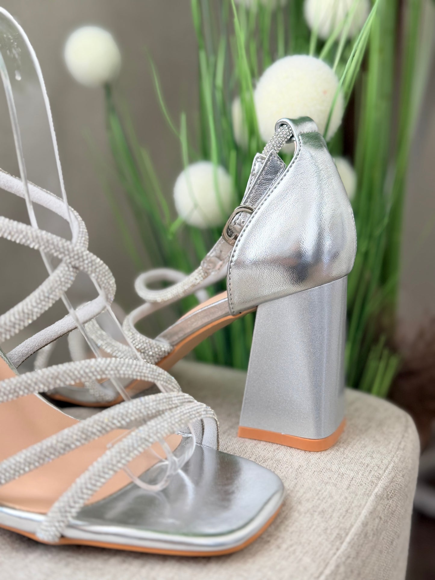 Sandale elegante cu barete cu cristale silver RAMONA