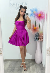 Rochie cu cristale ștanțate fucsia Ginny