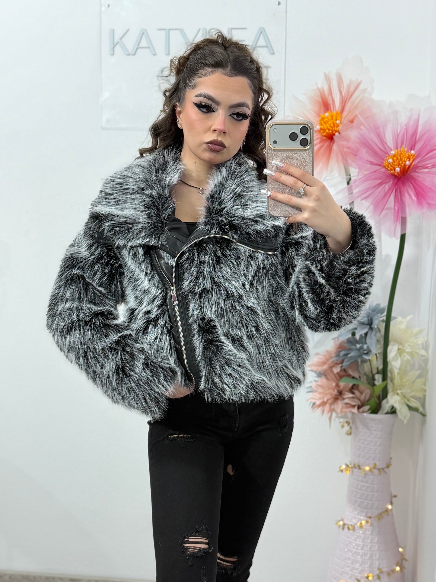 Blană scurtă gri SELENA