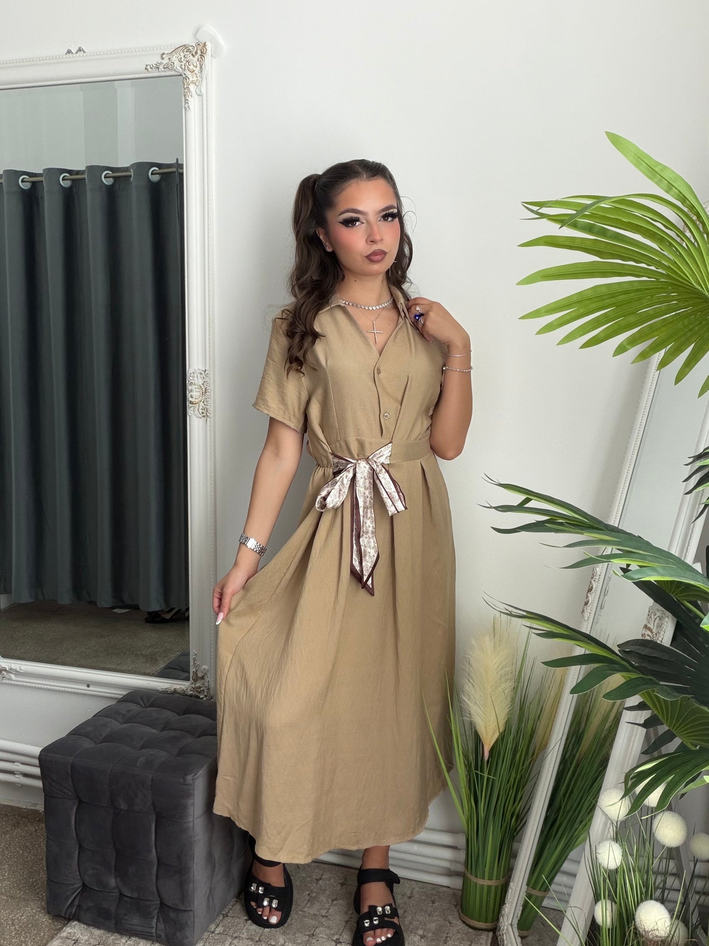 Rochie midi din în TONY bej