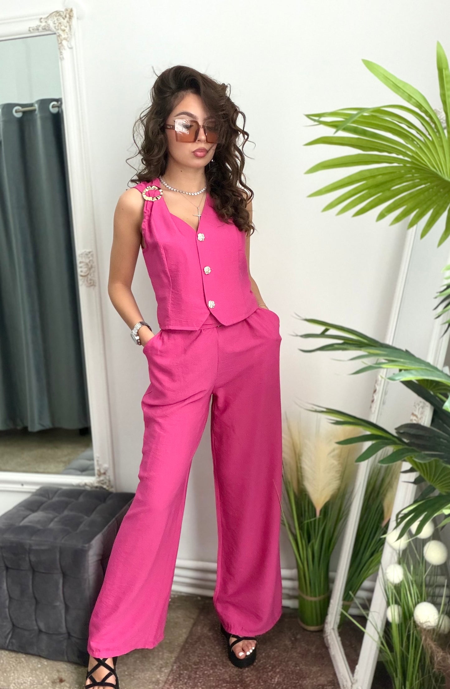 Compleu din in ELEGANCE fucsia