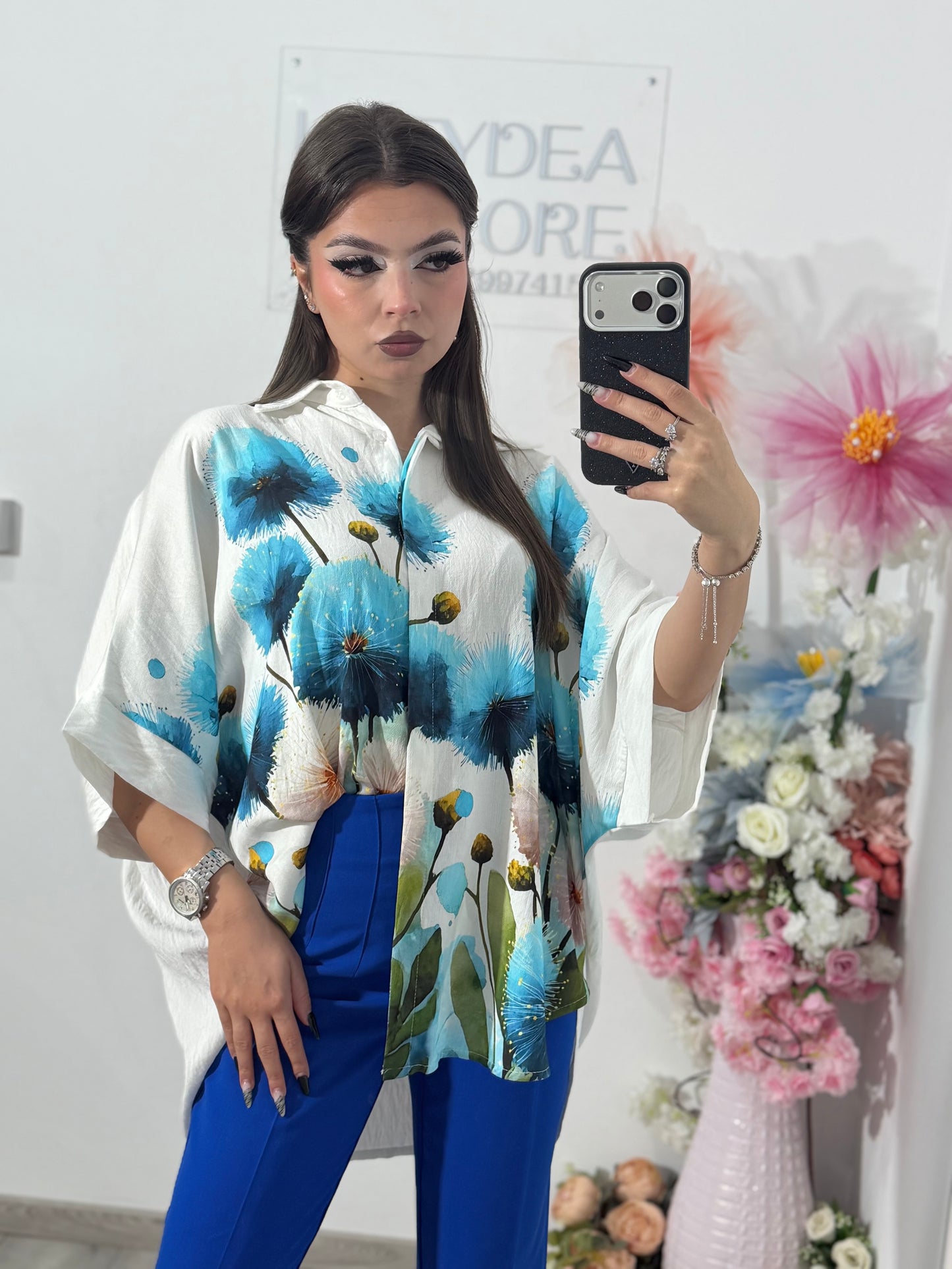 Cămașă din în cu imprimeu babyblue ELIZA