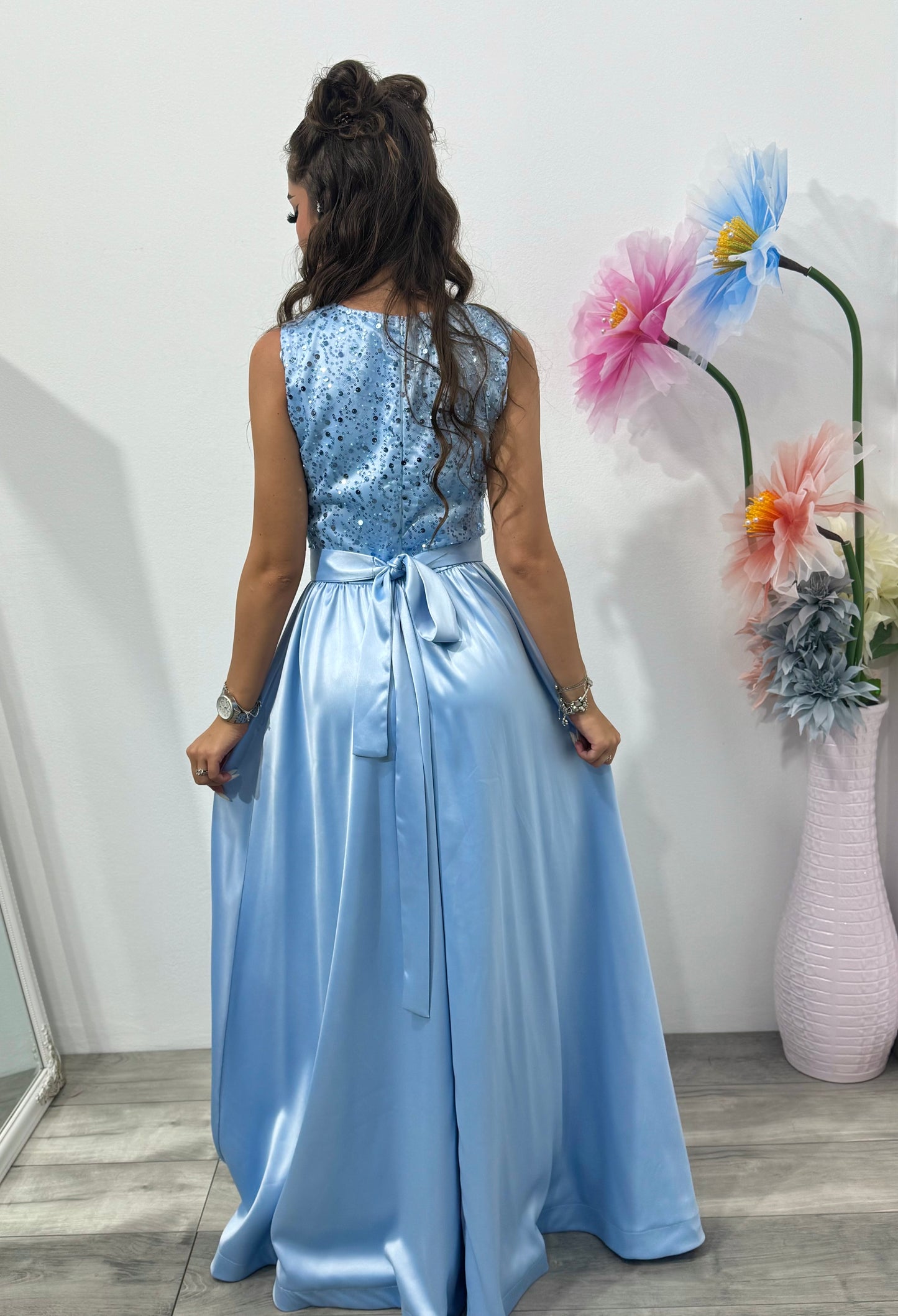 Rochie elegantă din tafta babyblue Afrodite