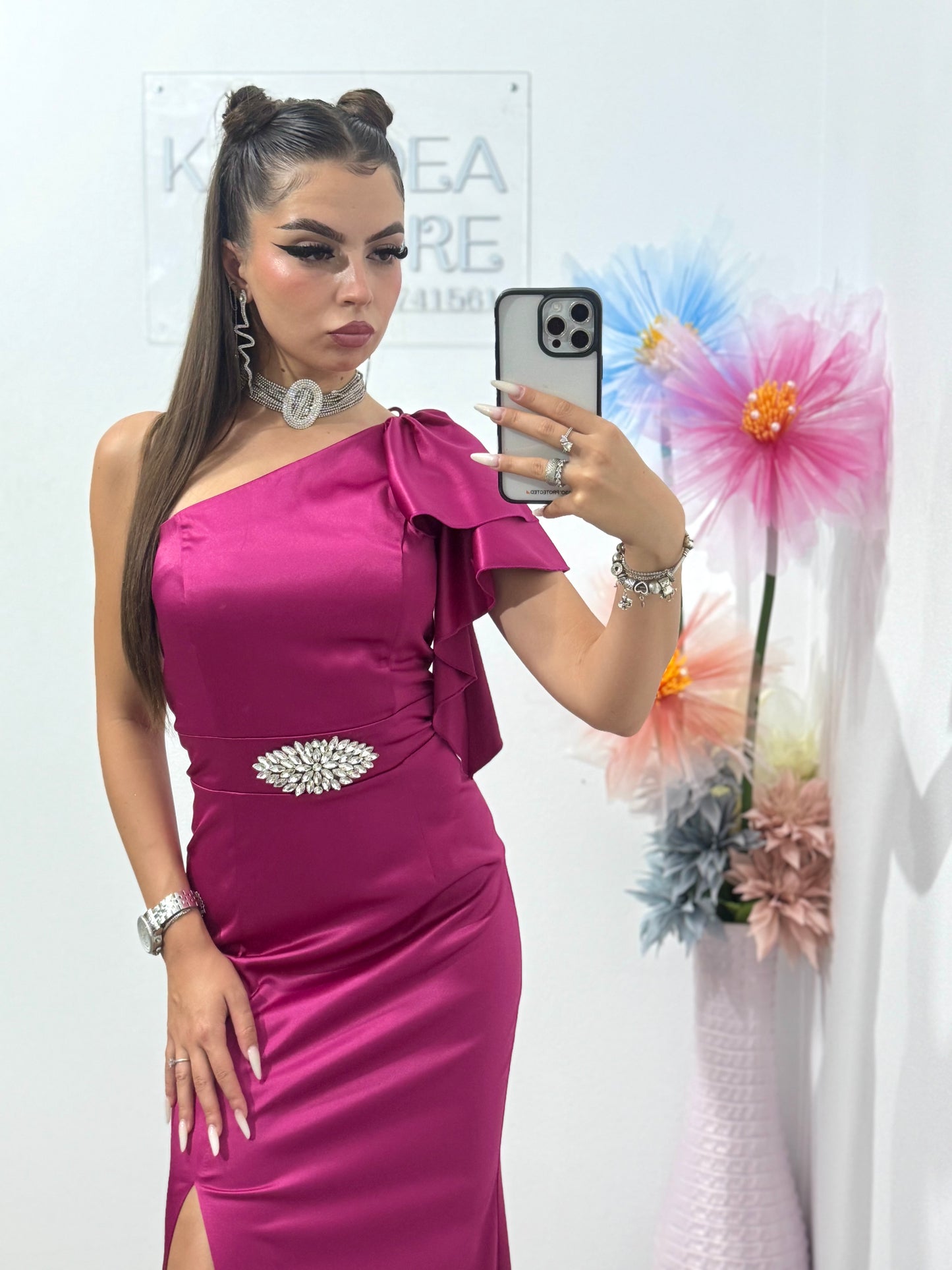 Rochie din tafta Elsa fucsia