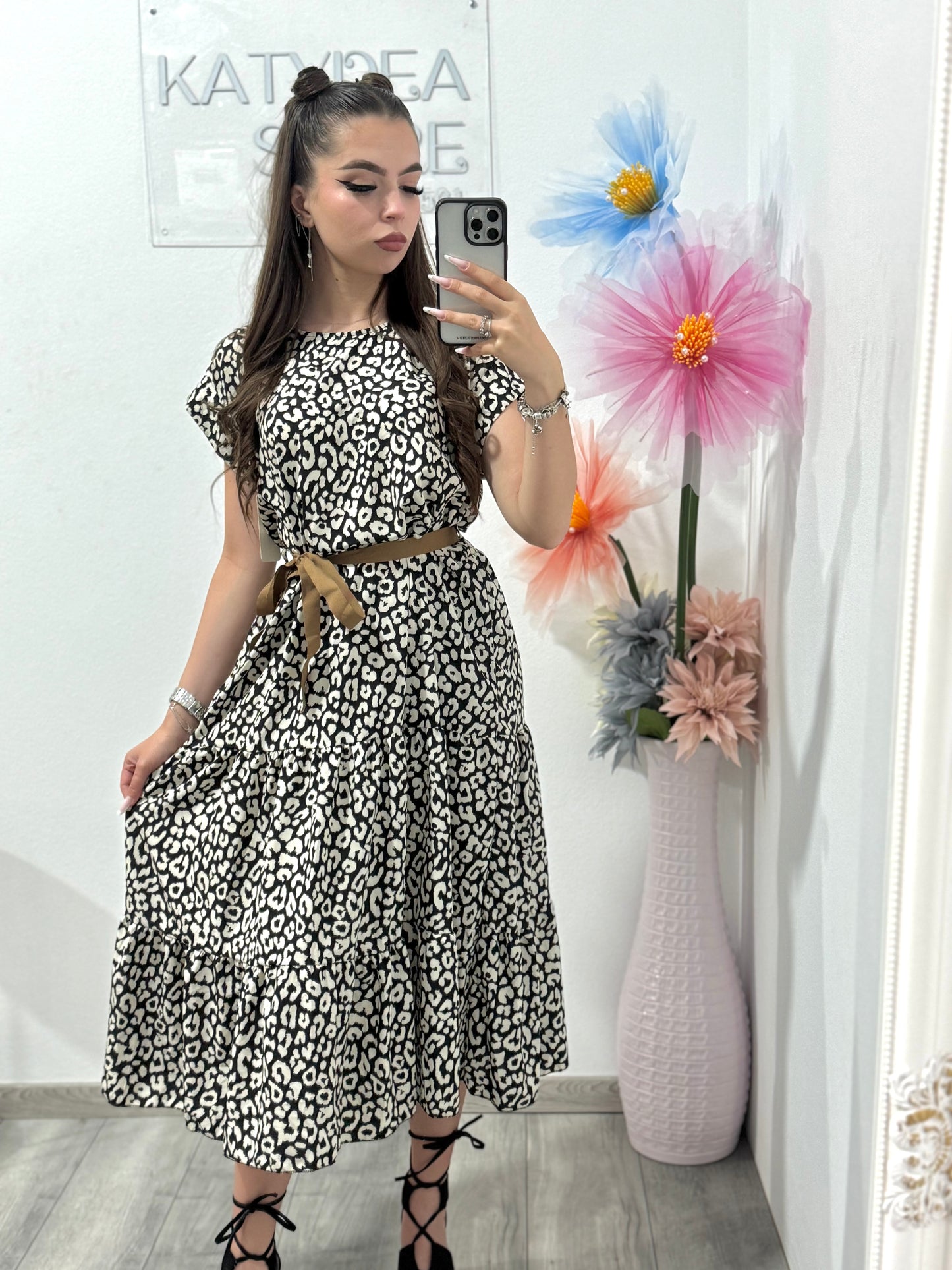 Rochie midi cu imprimeu Karla