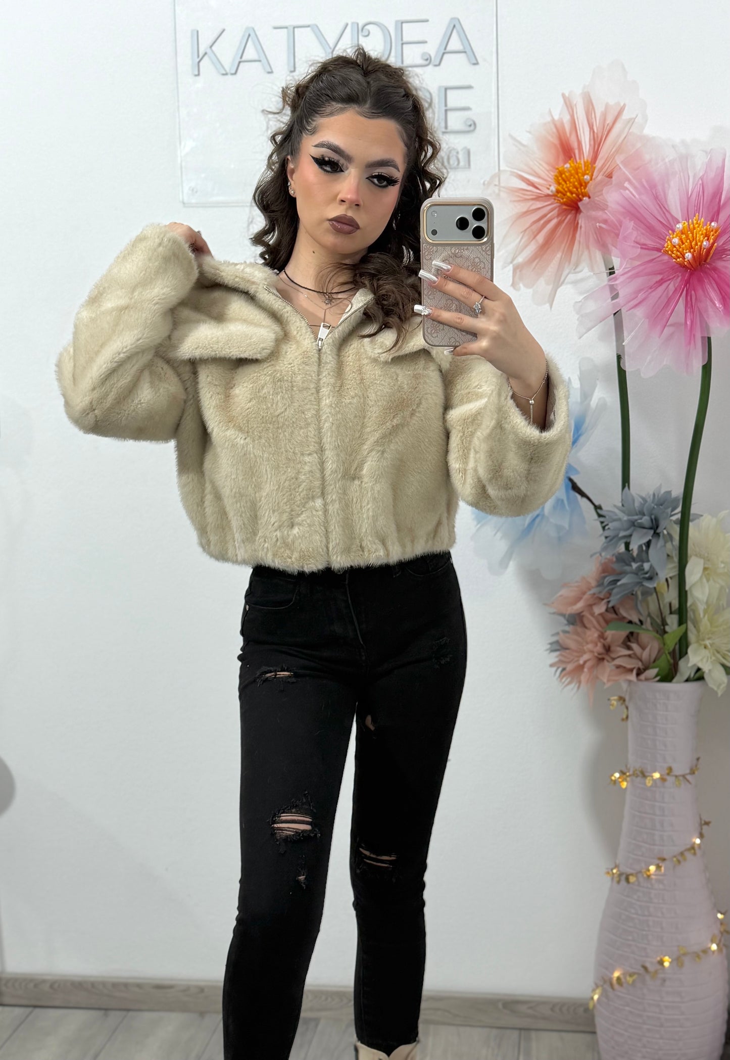 Blană scurtă bej SARA