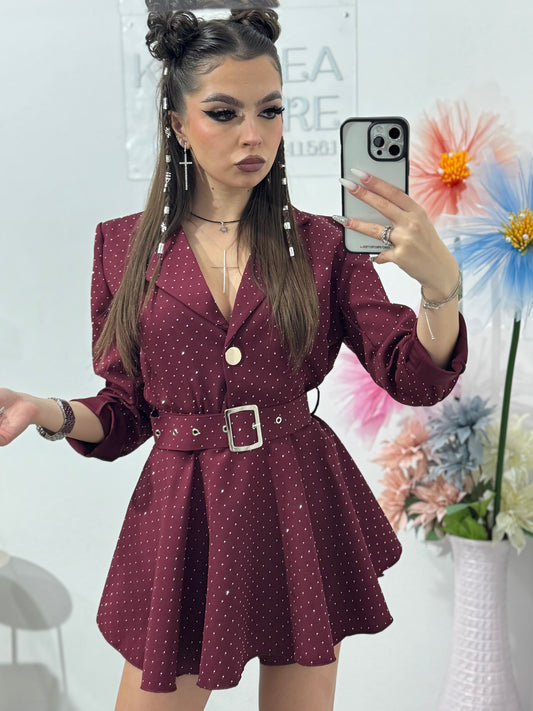 Salopetă full piatră grena Melania