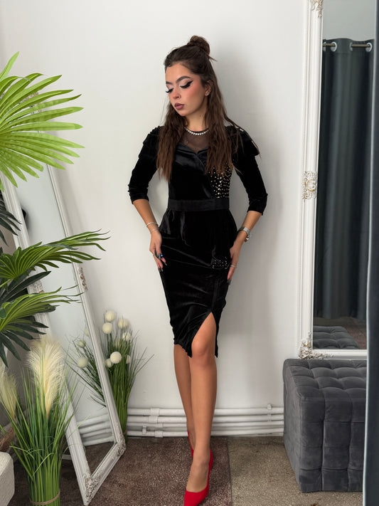 Rochie din catifea neagra MARISSE
