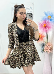 Sacou elegant cu cristale animal print Karina
