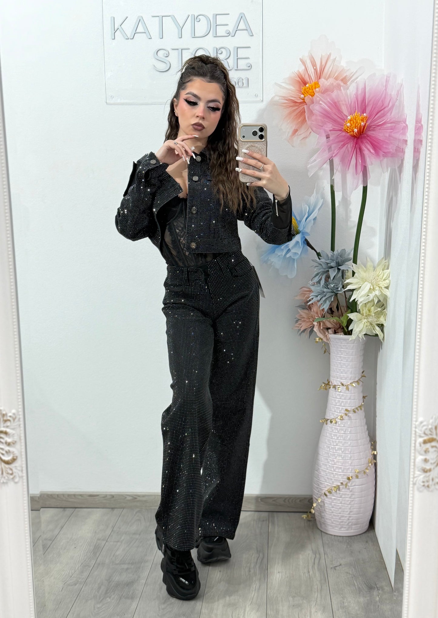 Blugi WideLeg full piatră Xonia