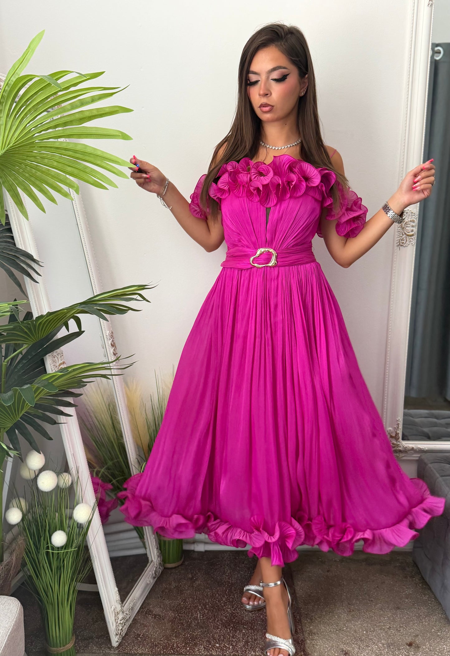 Rochie eleganta fucsia Paulinne
