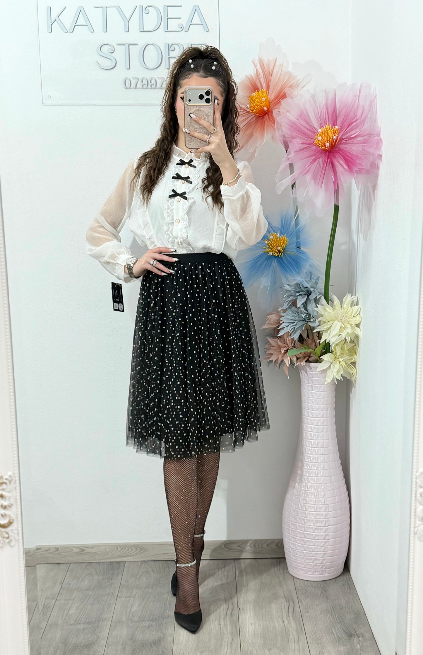 Fustă cu dublă față negru-buline MARA