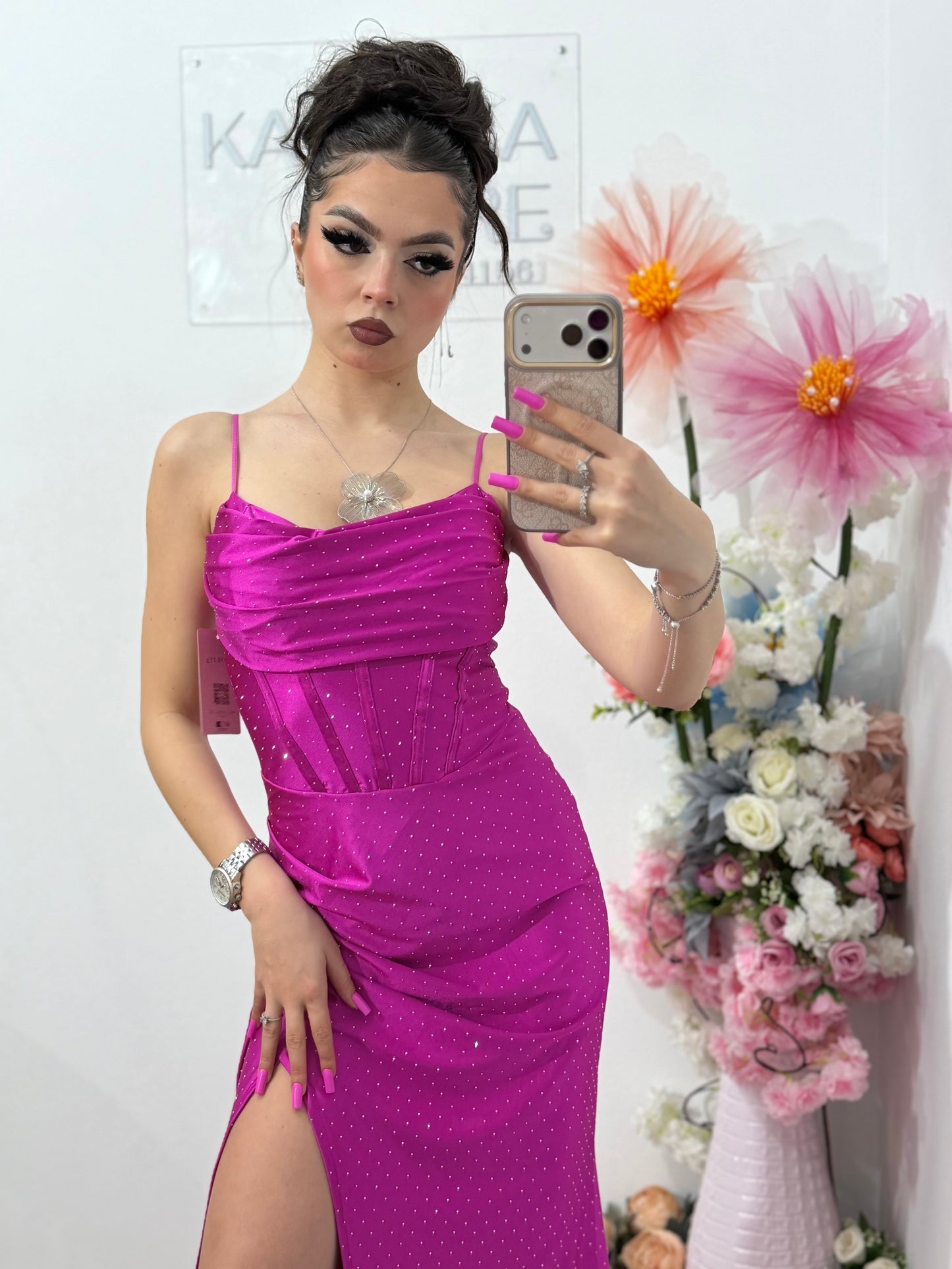 Rochie lunga fucsia Laura