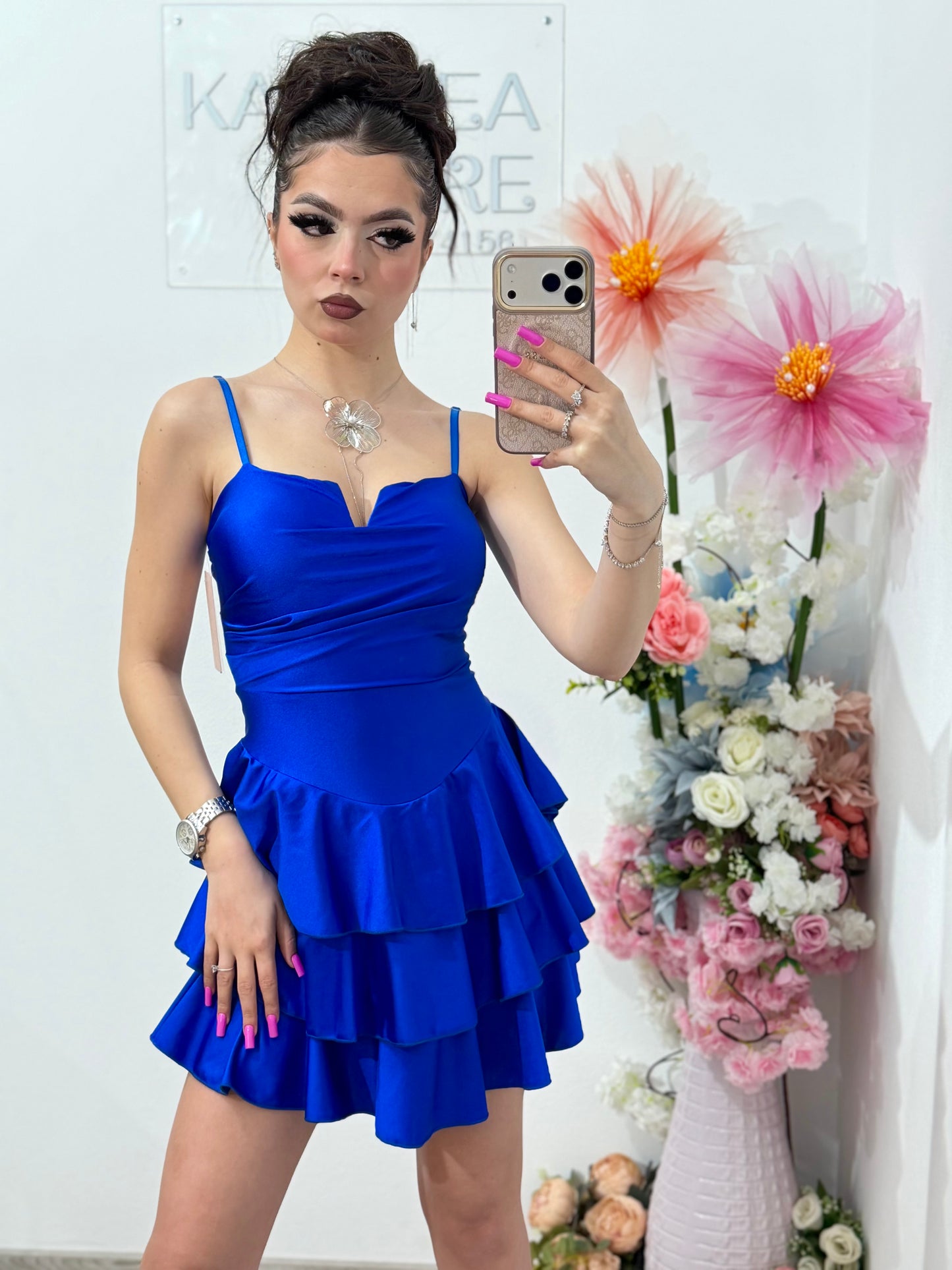 Rochie scurta albastru electric Sabrina