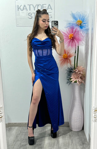 Rochie elegantă cu corset albastru electric Alice