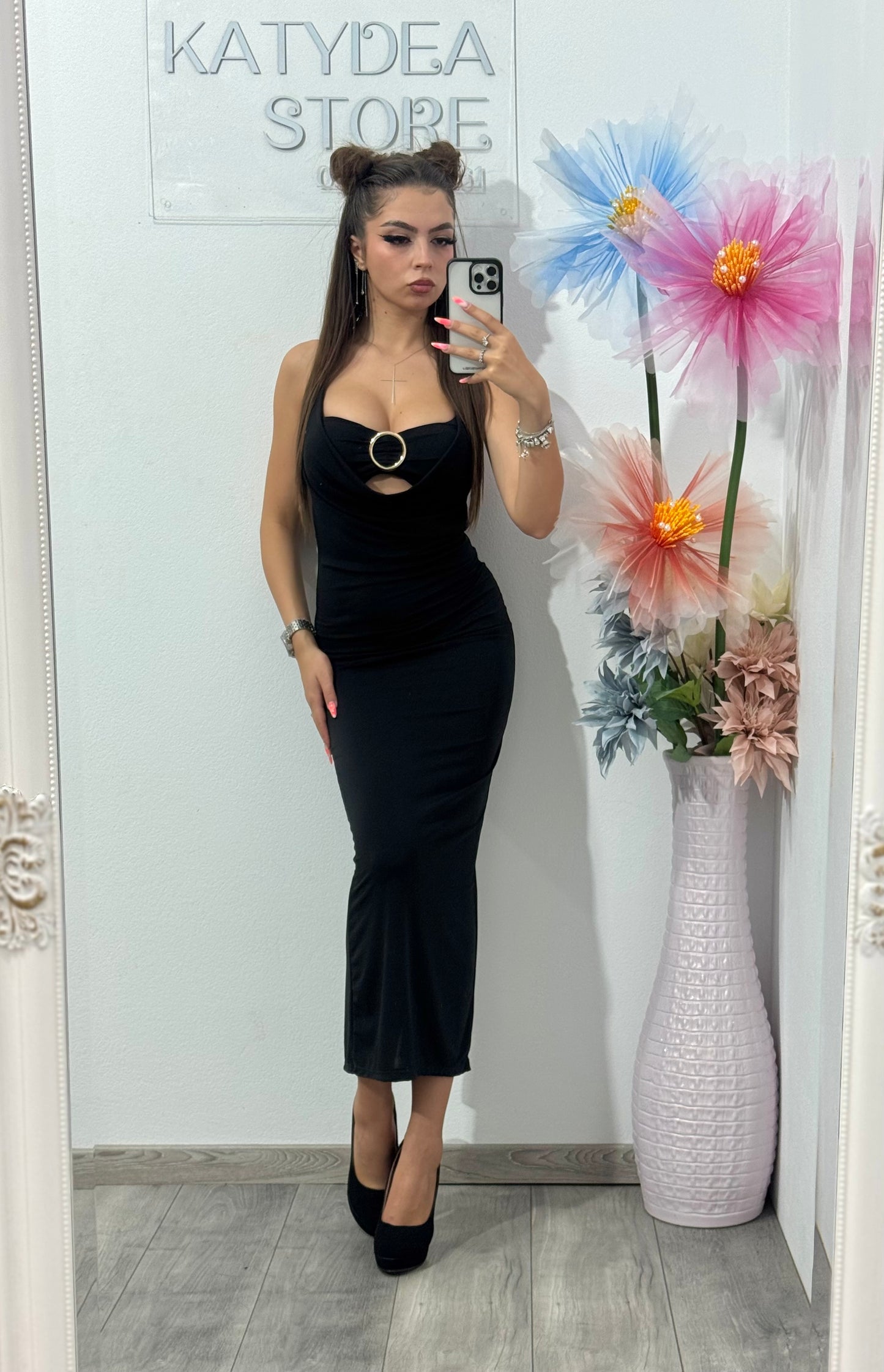 Rochie pe corp midi neagra Jessica