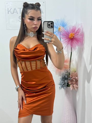 Rochie scurtă cu corset bronze Annemary