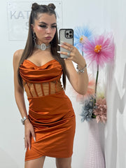 Rochie scurtă cu corset bronze Annemary